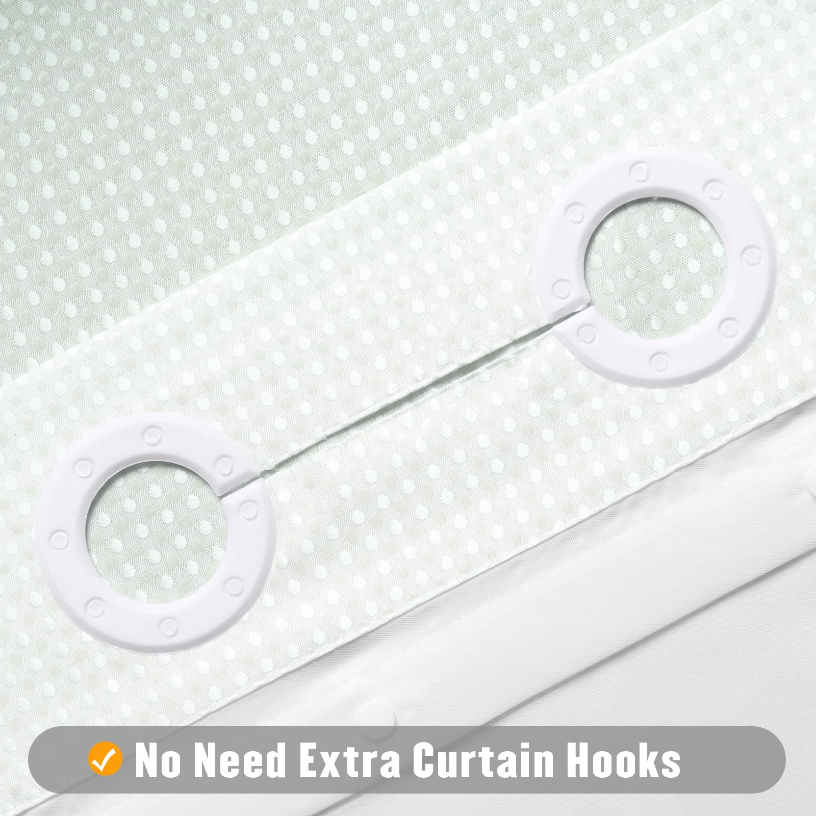 Mitovilla Emerald Green Ombre Long Shower Curtain 72 X 80, No Hooks Needed 80 Inch Long Heavyweight Waffle Fabric Shower Curtain