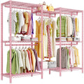 Raybee Pink Clothes Rack, Heavy Duty Clothing Racks for Hanging Clothes Load 835LBS, Metal Freestanding Closet, Clothing Rack He