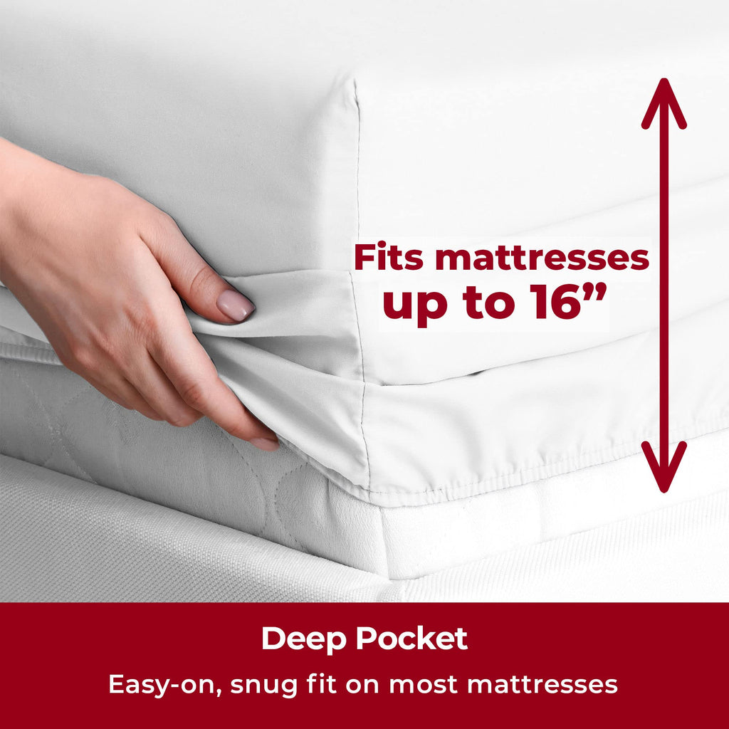 Mellanni Twin Xl Sheet Set - 4-Piece Iconic Collection Bedding, (Including 2 Pillowcases), 16-Inch Deep Pocket, Easy Care, Extra Soft, Cooling Sheets, Brushed Microfiber - White