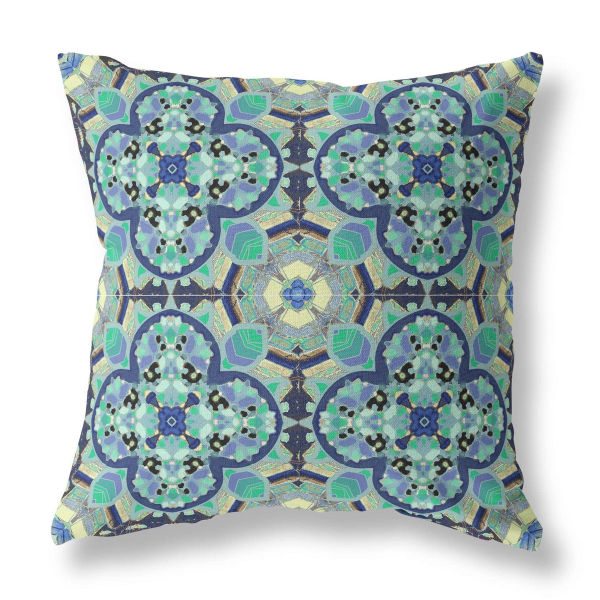 HomeRoots Broadcloth Aqua Indigo Cloverleaf Indoor Outdoor Throw Pillow