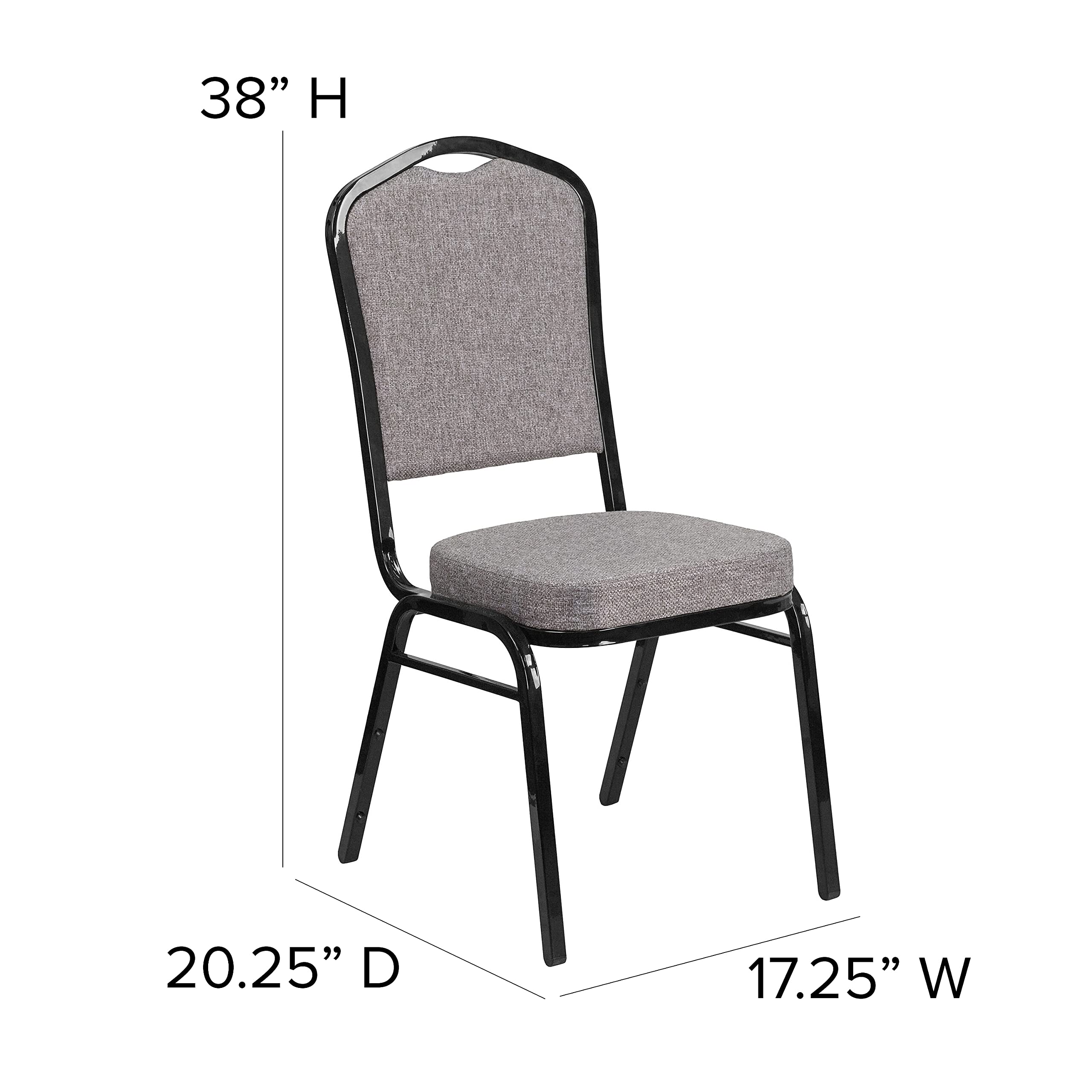 Flash Furniture HERCULES Series Crown Back Stacking Banquet Chair in Gray Fabric - Black Frame