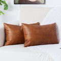 Panod Pack Of 2 Premium Faux Leather Throw Pillow Covers, Modern Luxury Decorative Lumbar Throw Pillow Case Cushion Cases For Fa