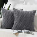 Madizz Pack Of 2 Boho Corduroy Striped Throw Pillow Covers 22X22 Inch Grey Soft Decorative Cushion Cover For Bedroom Sofa Pillow