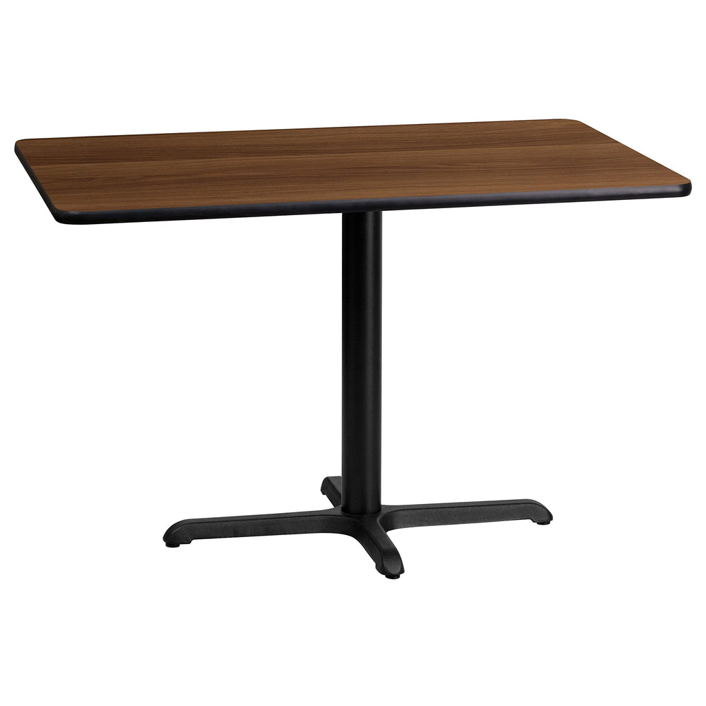 Flash Furniture Graniss 24'' x 42'' Rectangular Walnut Laminate Table Top with 23.5'' x 29.5'' Table Height Base