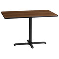 Flash Furniture Graniss 24'' x 42'' Rectangular Walnut Laminate Table Top with 23.5'' x 29.5'' Table Height Base