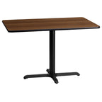 Flash Furniture Graniss 24'' x 42'' Rectangular Walnut Laminate Table Top with 23.5'' x 29.5'' Table Height Base