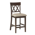Benjara Fabric Wooden Counter Height Chair with Double X Back Design, Brown