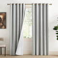 NICETOWN Grey Full Shade Linen Curtain Panels 84 Long, Pair of Energy Smart & Noise Blocking Out Blackout Drapes for Guest Room 