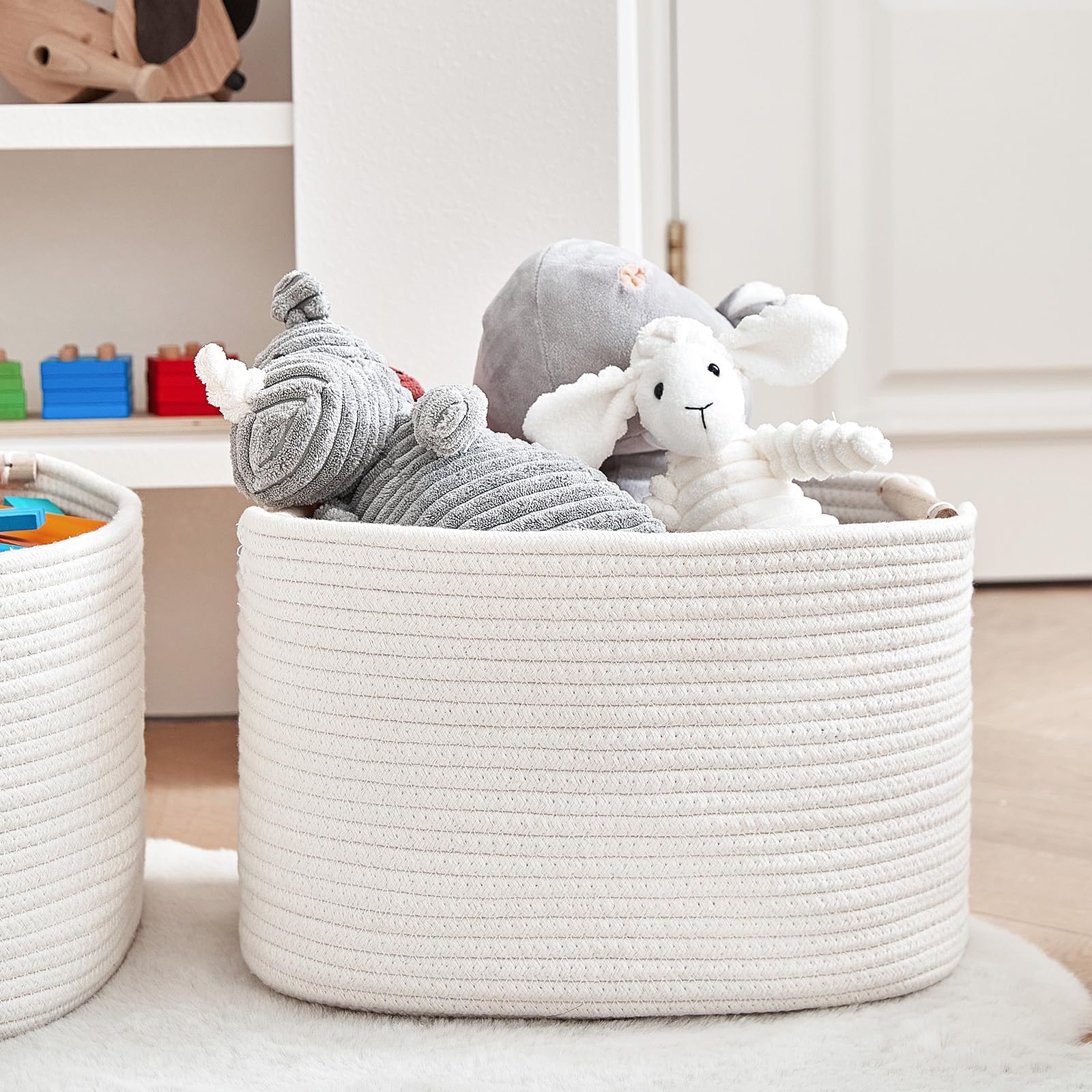 R Runka 3 Pack Storage Basket For Cabinet And Toy Organization - 13'X9.8'X8.7' Baskets For Storage - Baby Toy Bin - Toy Stora