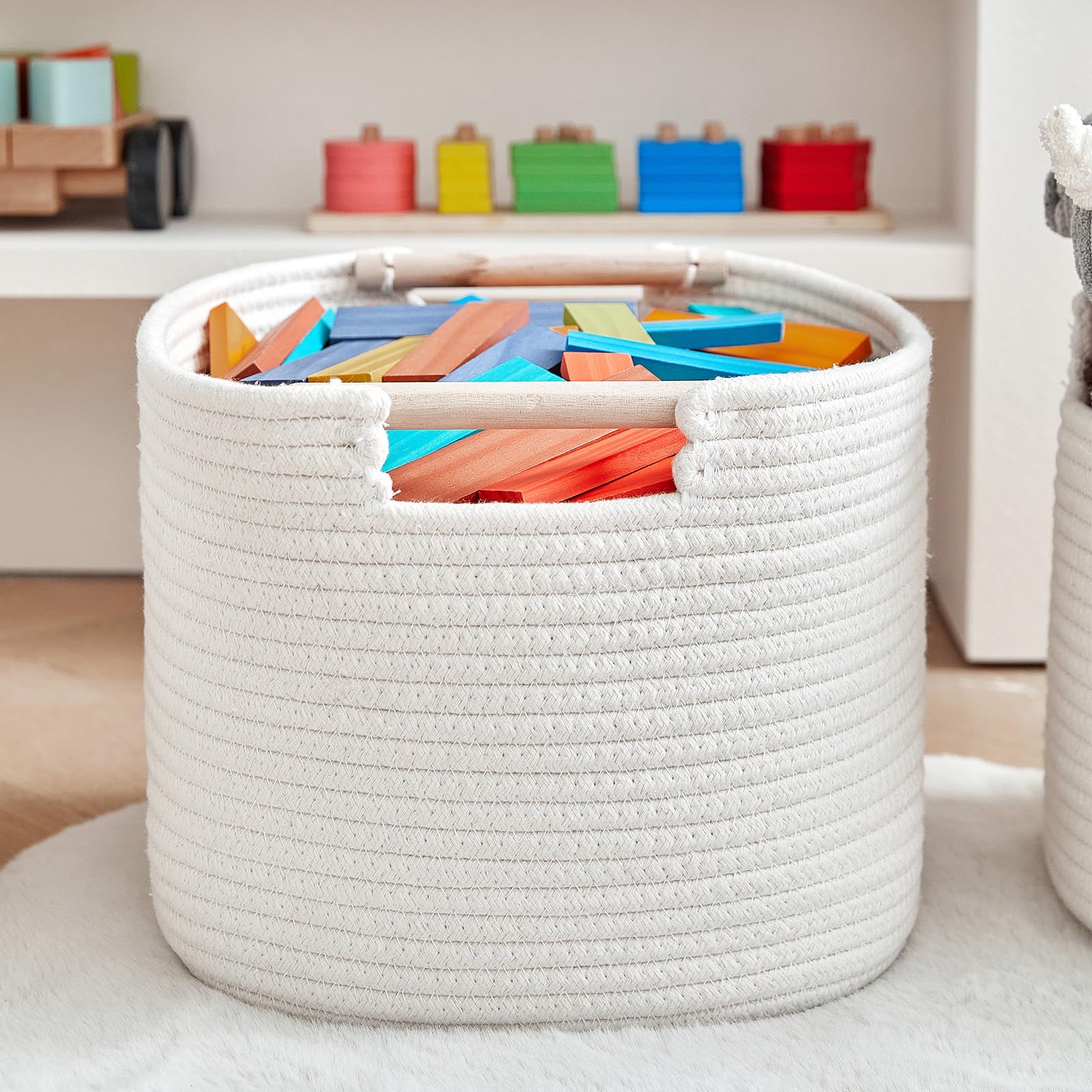 R Runka 3 Pack Storage Basket For Cabinet And Toy Organization - 13'X9.8'X8.7' Baskets For Storage - Baby Toy Bin - Toy Stora