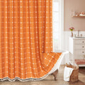 MitoVilla Orang Farmhouse Shower Curtain Set 72 x 78, Boho 78 inch Long Cotton Linen Tassel Fabric Shower Curtain Set for Chic C