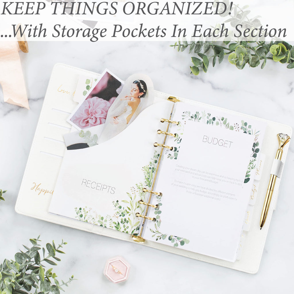 Wedding Planner Book And Organizer For The Bride -Faux Leather, Gold Foil 'Future Mrs' Wedding Binder I Includes Pen, Bookmark &