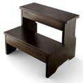 Wooden Two Step Stool - Heavy Duty 2 Step Stool for Adult and Kids - Holds up to 450Lb for Kichen/Bathroom/Bedside Step Stool (W