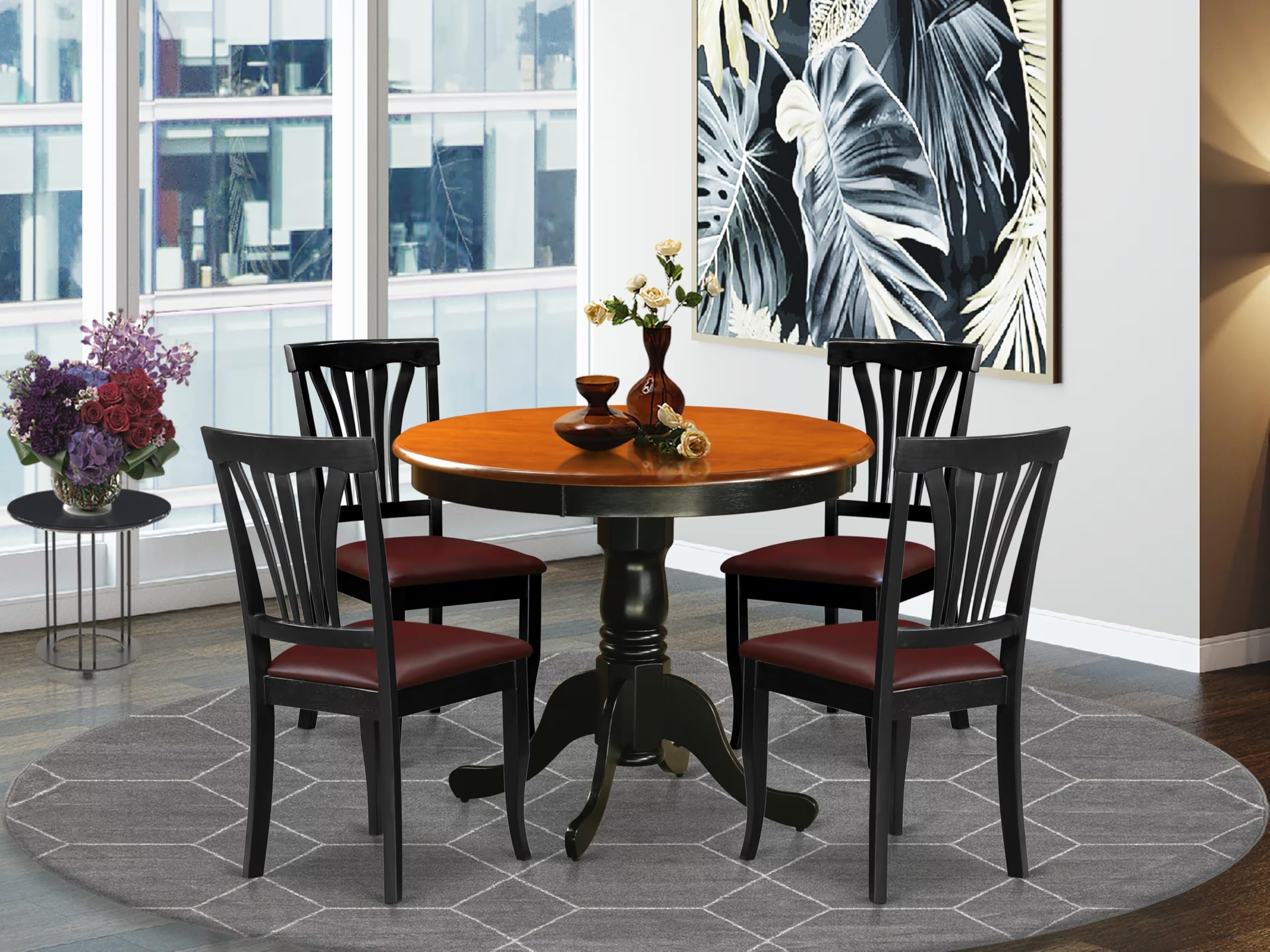 East West Furniture ANAV5-BLK-LC 5 Piece Dinette Set