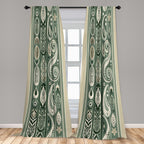 Ambesonne Boho Window Curtains Pack Of 2, Simplistic Ethnic Look Botanical Ornaments As Stripes Neutral Tones, Lightweight Set W
