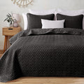 Exclusivo Mezcla 3-Piece Queen Size Quilt Set With Pillow Shams, Basket Quilted Bedspread/Coverlet/Bed Cover(96X90 Inches, Black