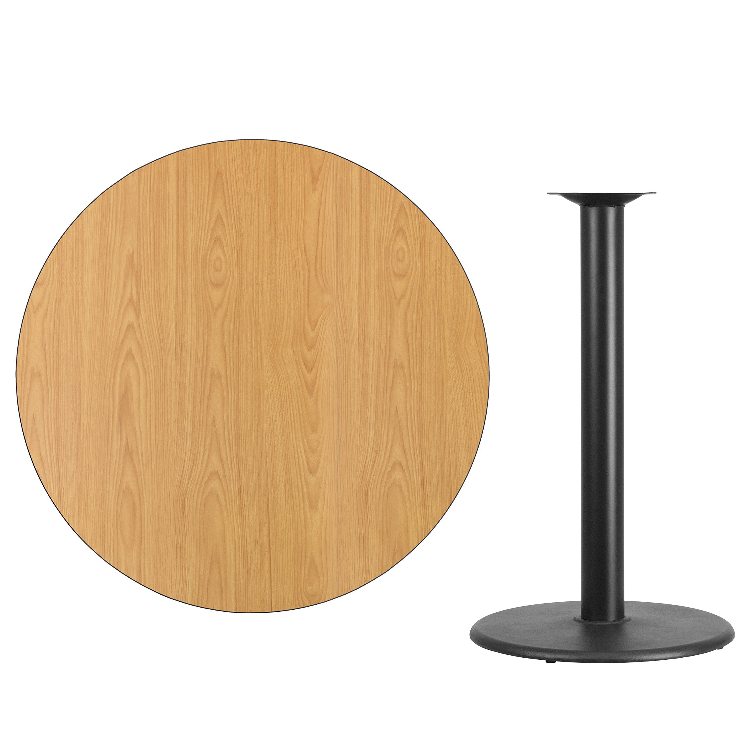 Flash Furniture Stiles 42'' Round Natural Laminate Table Top with 24'' Round Bar Height Table Base