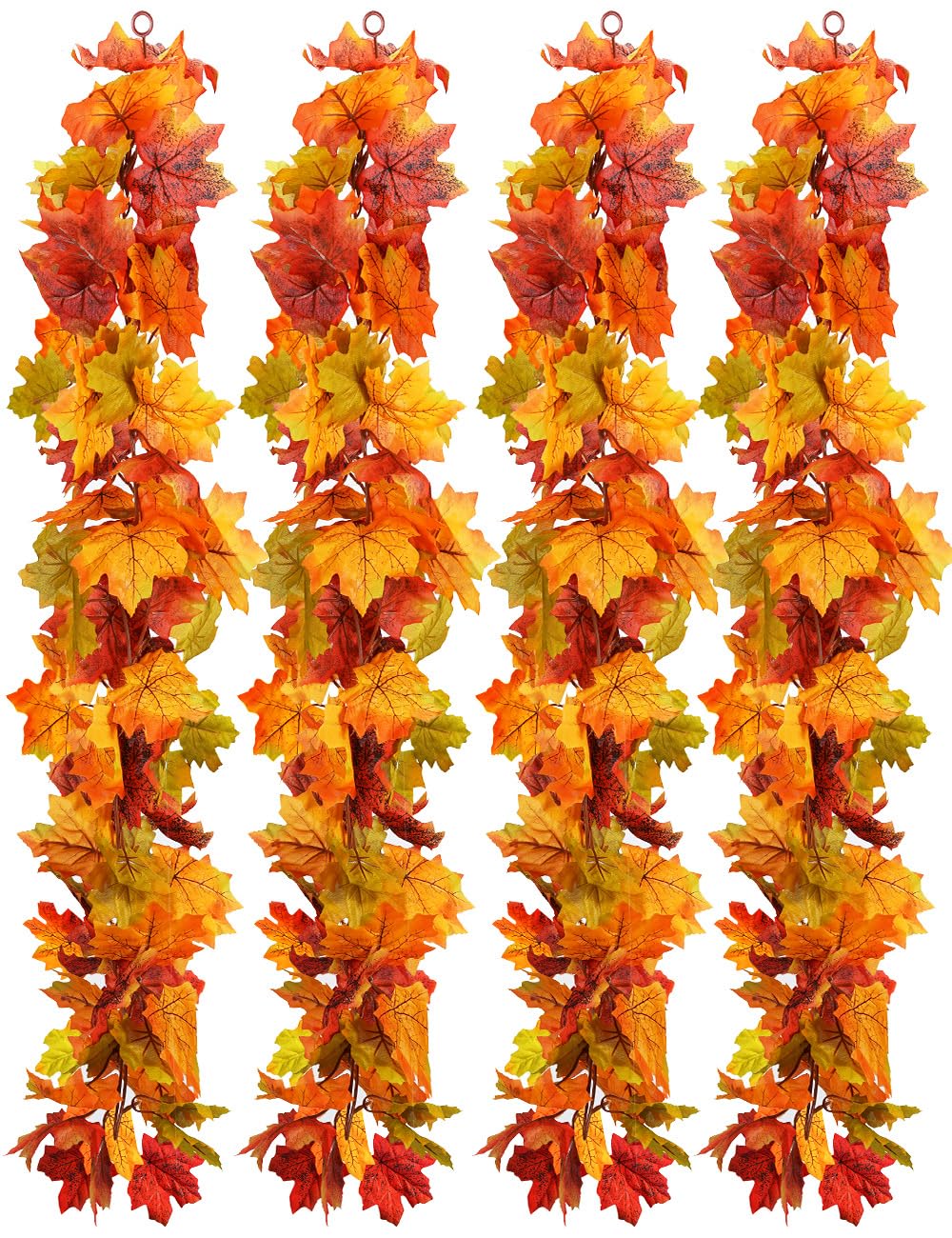 4 Packs Artificial Fall Leaves Garland, 5.9Ft/Pieces Autumn Maple Leaves Mantle Garland Hanging Vines for Home Decor Wedding Hal