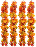 4 Packs Artificial Fall Leaves Garland, 5.9Ft/Pieces Autumn Maple Leaves Mantle Garland Hanging Vines for Home Decor Wedding Hal