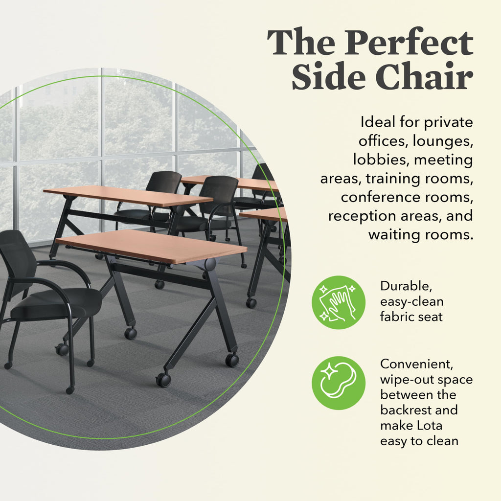 HON Lota Office Guest Chair Stackable Waiting Room Chairs - Mesh Back Side Office Guest Chairs & Reception Chairs with Wheels, Arms - Lobby Chairs for Conference, Breakroom, Church, School, Training