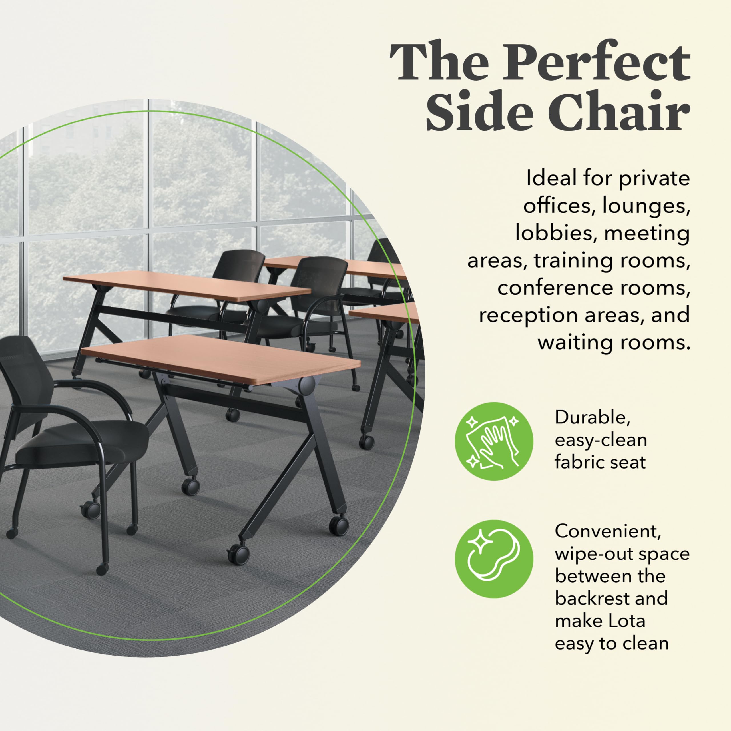 HON Lota Office Guest Chair Stackable Waiting Room Chairs - Mesh Back Side Office Guest Chairs & Reception Chairs with Wheels, Arms - Lobby Chairs for Conference, Breakroom, Church, School, Training