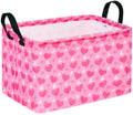MAIZMZ Girls Storage Basket Heart Print Storage Cube for Women, Closet Shelf Organizer Bins Empty Gift Basket with Handles Girls