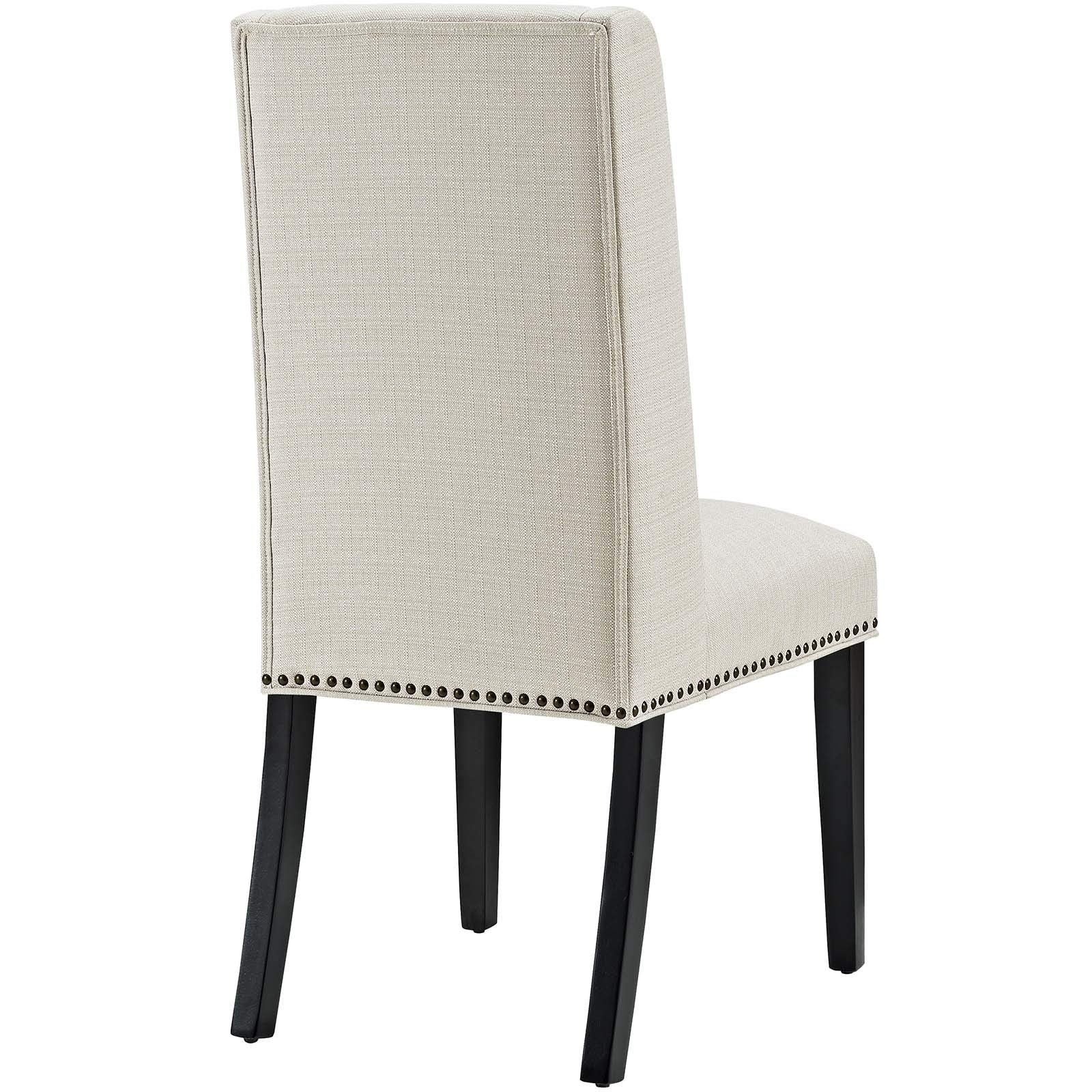 Modway Baron Modern Tall Back Wood Upholstered Fabric Two Dining Chairs In Beige