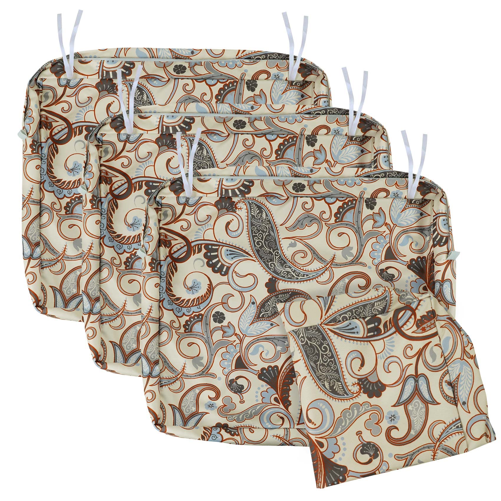 Nettypro Outdoor Patio Chair Seat Cushion Covers Replacement, Water Resistant Uv Protection Cushion Slip Covers With Zipper And