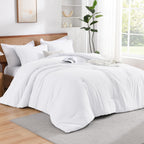 Andency White King Size Comforter Set, 3 Pieces Boho Solid Bedding Comforters & Sets For Women Men, Soft Lightweight Fluffy All Season Down Alternative Bed Blanket Quilt Set