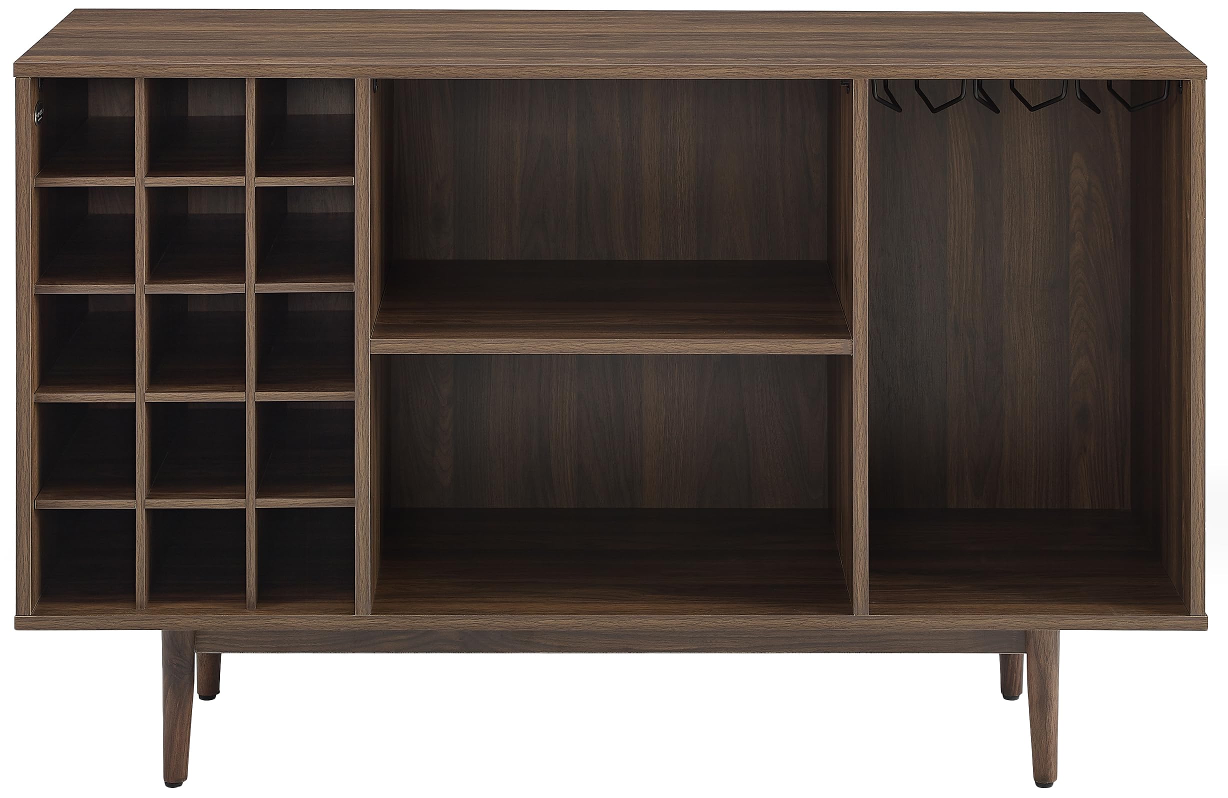 Crosley Furniture Liam Mid Century Wine Rack Sideboard Buffet Cabinet with Storage, Walnut