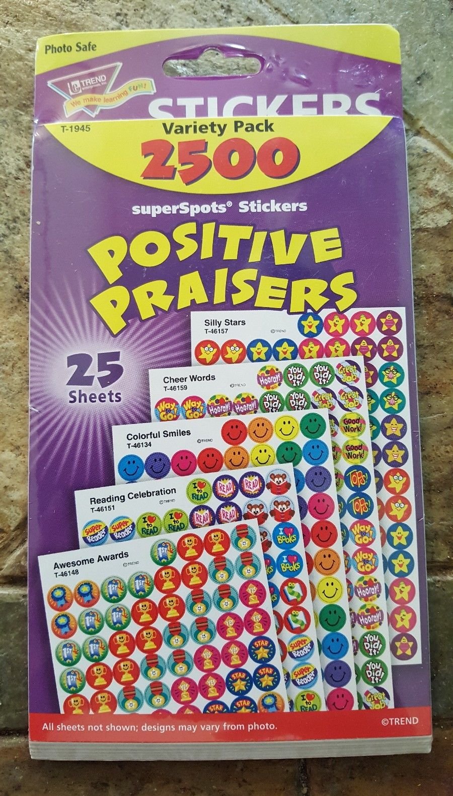 Trend Enterprises, Inc T1945 Superspots And Supershapes Sticker Variety Packs, Positive Praisers, 2,500/Pack