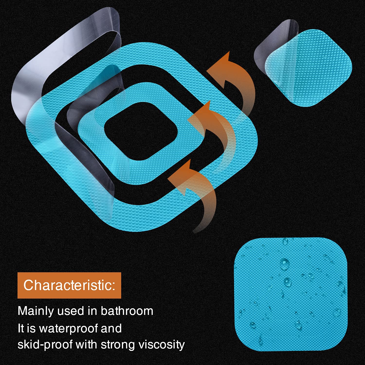 Secopad Non-Slip Bathtub Stickers, 36 Pcs Safety Bathroom Tubs Showers Treads Adhesive Decals Scraper (Blue)