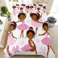Sirdo Twin Bedding Sets For Girls, African American Magic Comforter Set With Ballet Dancer, Pink Bed Set For Toddler Kids Teens,