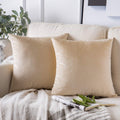Phantoscope Pack Of 2 Velvet Decorative Throw Pillow Covers Soft Solid Square Cushion Case For Couch Beige 22 X 22 Inches 55 X 5