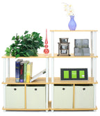 Furinno Go Green 3-Tier 2-Bins Multipurpose Storage Shelf, 2-Pack, Dark Cherry/Black