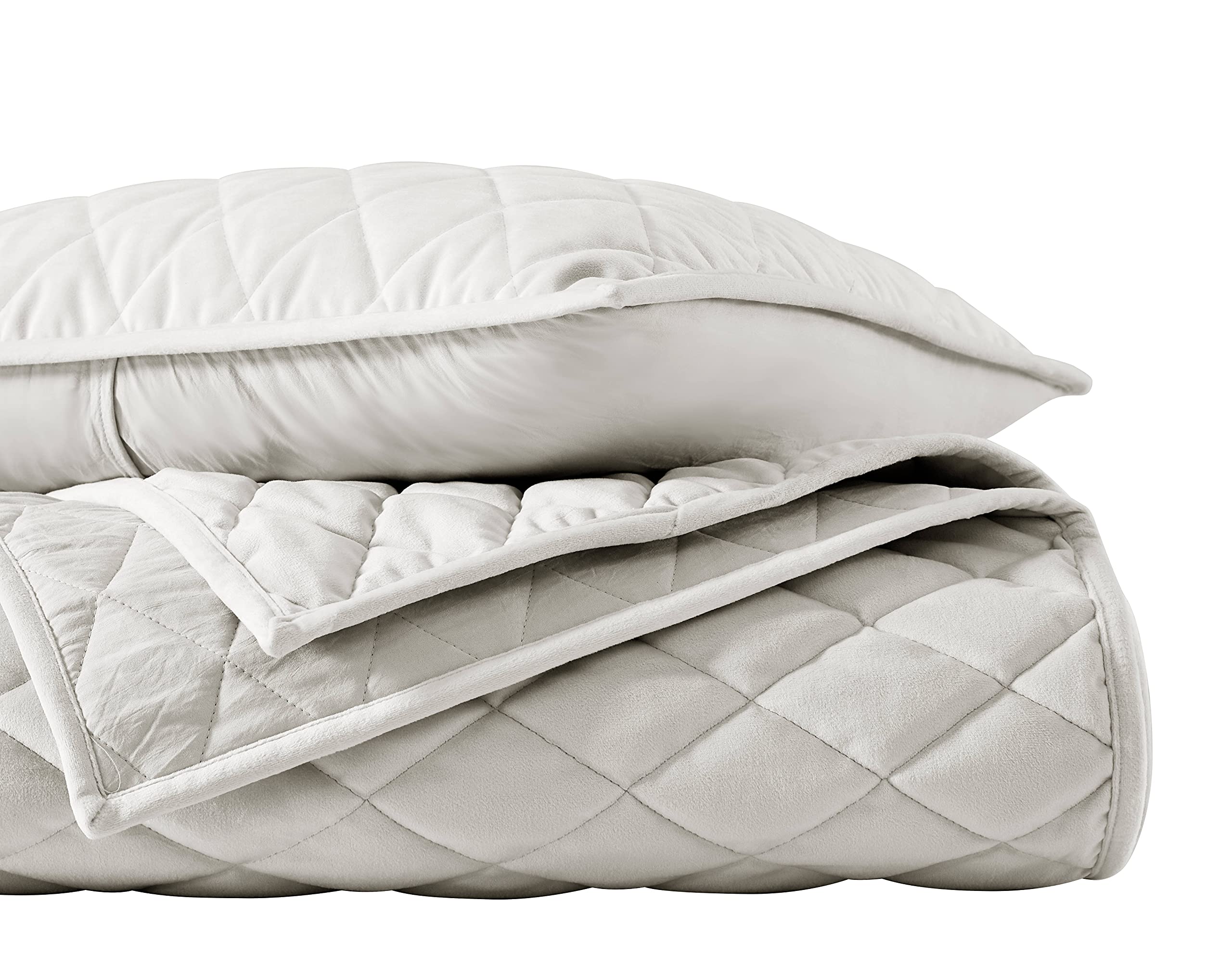 Vera Wang - King Quilt Set, Luxurious Velvet Bedding Set With Matching Shams, Modern Room Essentials (Diamond Velvet Natural Ivo