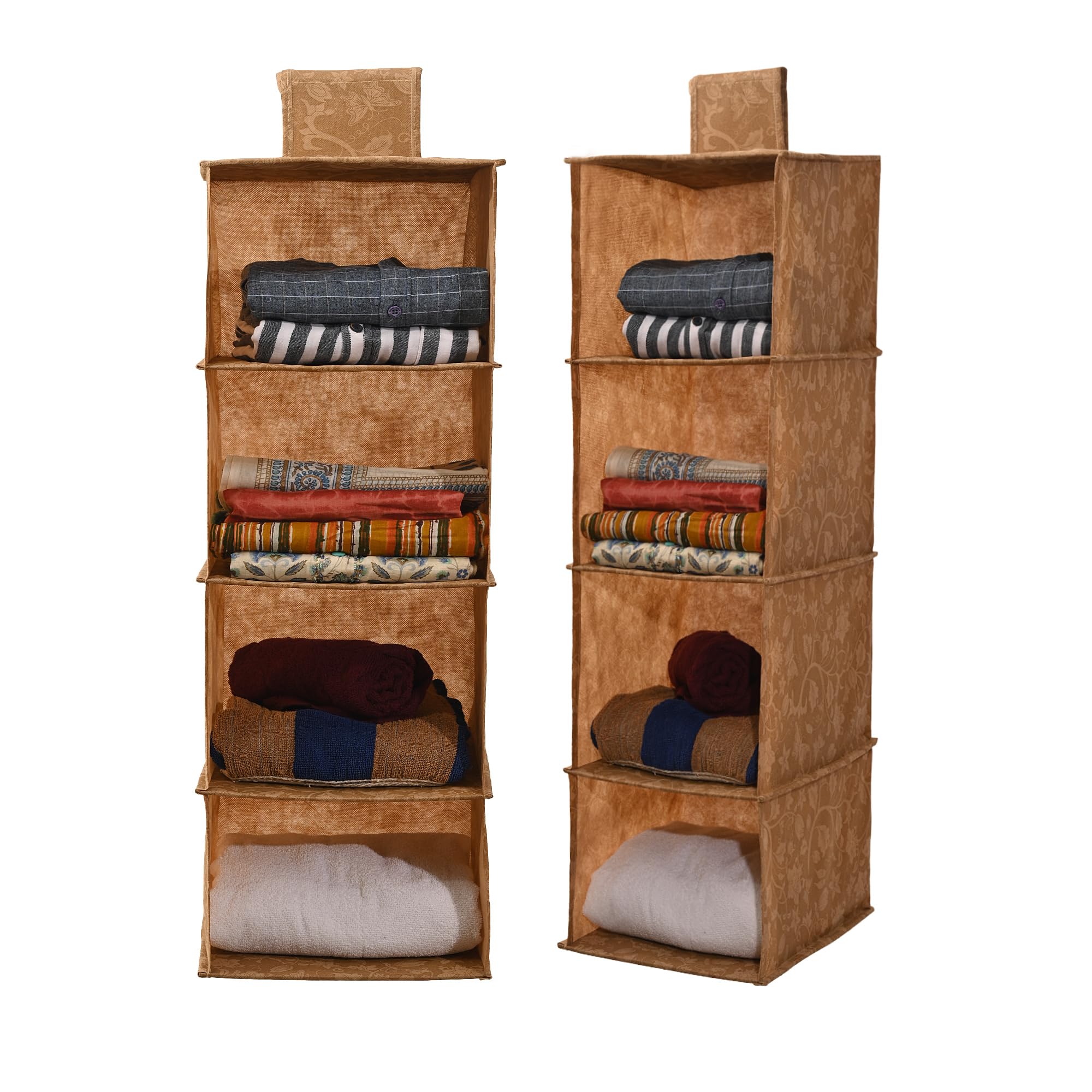 Urbane Home Pack Of 2 Hanging Closet Organizer For Wardrobe | 4Tier Clothes & Undergarments Storage Shelf For Almirah/Cupboard 