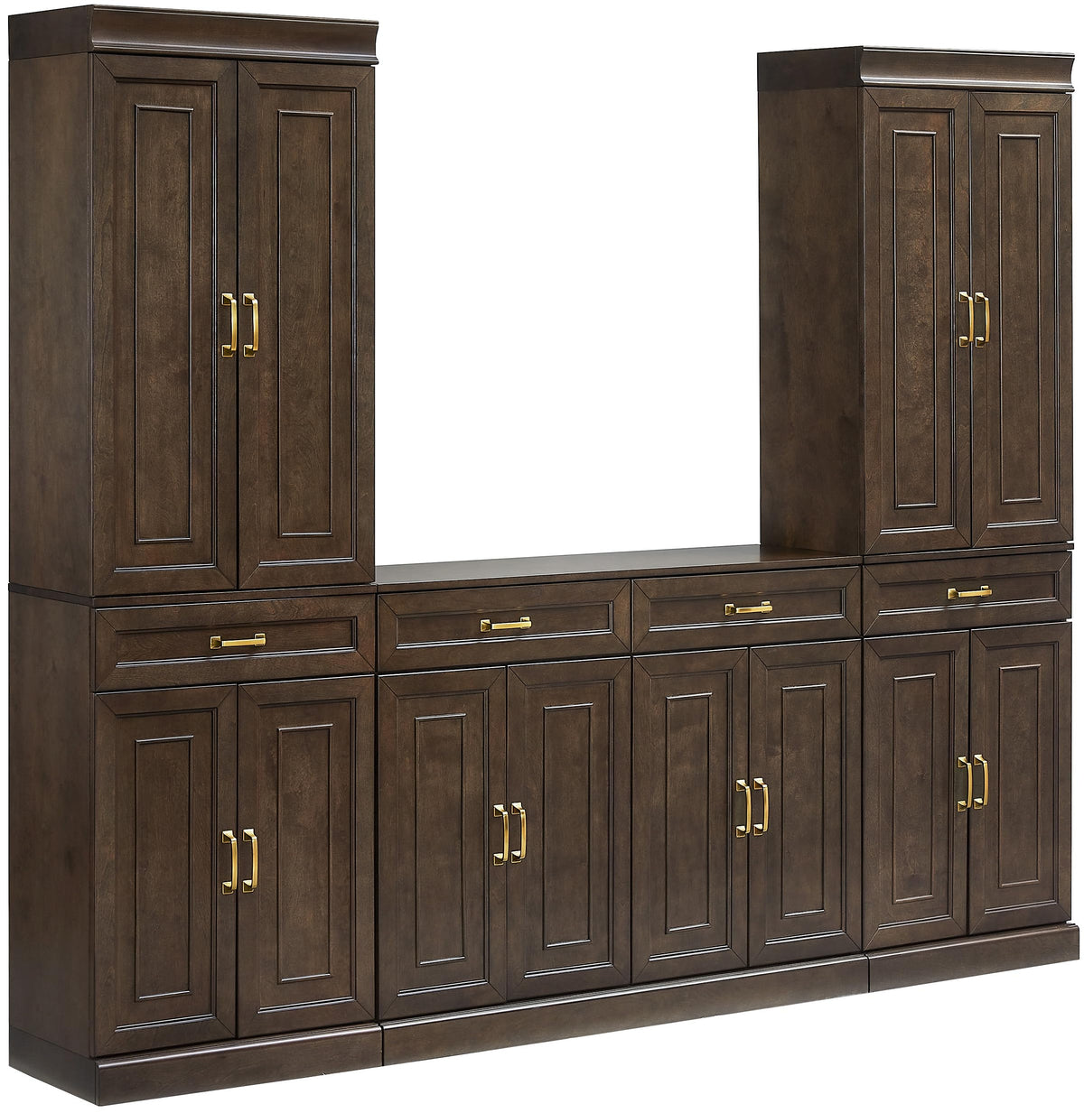 Crosley Furniture Stanton 3-Piece Traditional Sideboard Buffet Cabinet and Kitchen Storage Pantry Set, Coffee