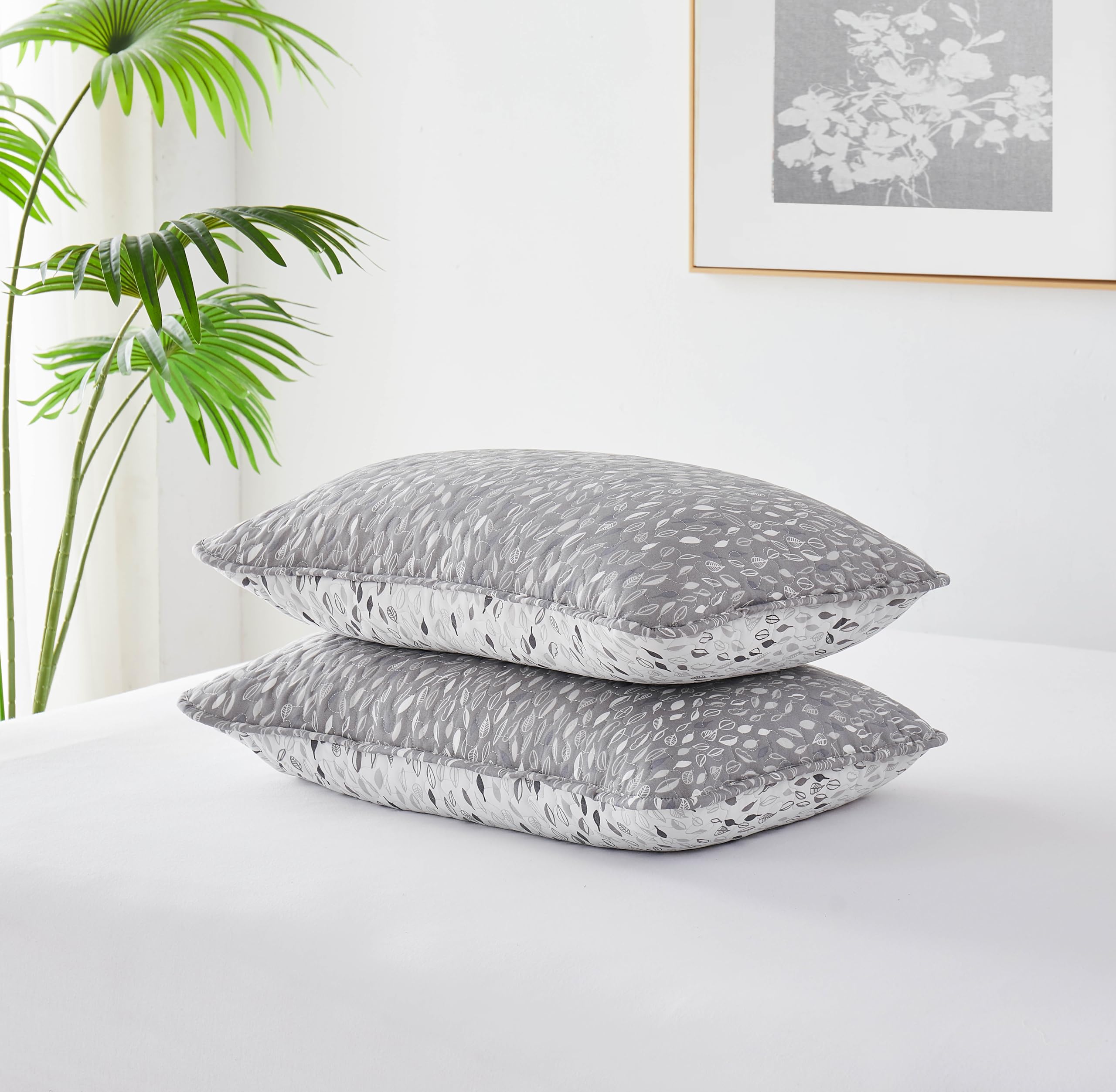 Southshore Fine Living, Inc. Grey Throw Pillow Covers 22X22 In. Set Of 2 Euro Sham Covers, Quilted Pillow Shams 22 X 22 To Match