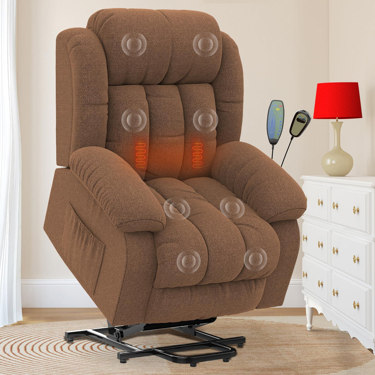 Yonisee Power Lift Chair Recliner For Elderly With Massage & Heat, Heavy Duty Extra High Backrest Recliner Chair For Tall Adults
