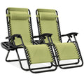 Best Choice Products Set of 2 Adjustable Steel Mesh Zero Gravity Lounge Chair Recliners w/Pillows and Cup Holder Trays - Dusty G