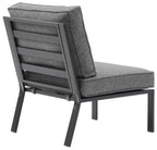 Crosley Furniture Clark Armless Outdoor Sectional Chair, Patio Chairs For Porch, Deck, Backyard, Balcony, Matte Black With Charcoal Cushions