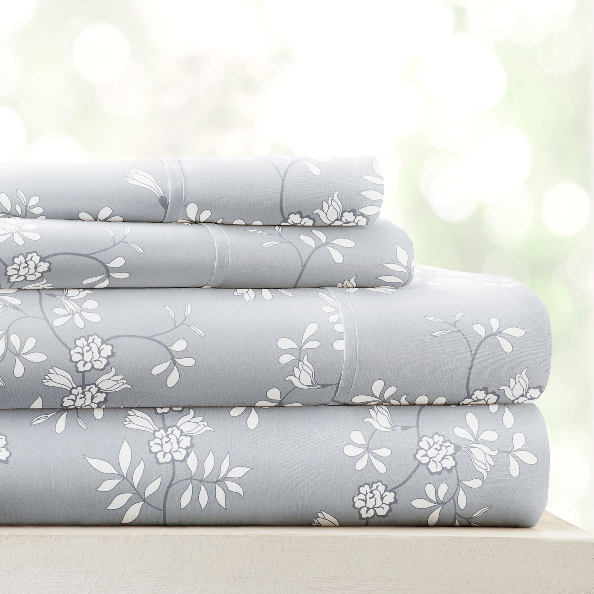 Linen Market 4 Piece Full Bedding Sheet Set (Light Gray Vine) - Sleep Better Than Ever With These Ultra-Soft & Cooling Bed Sheet