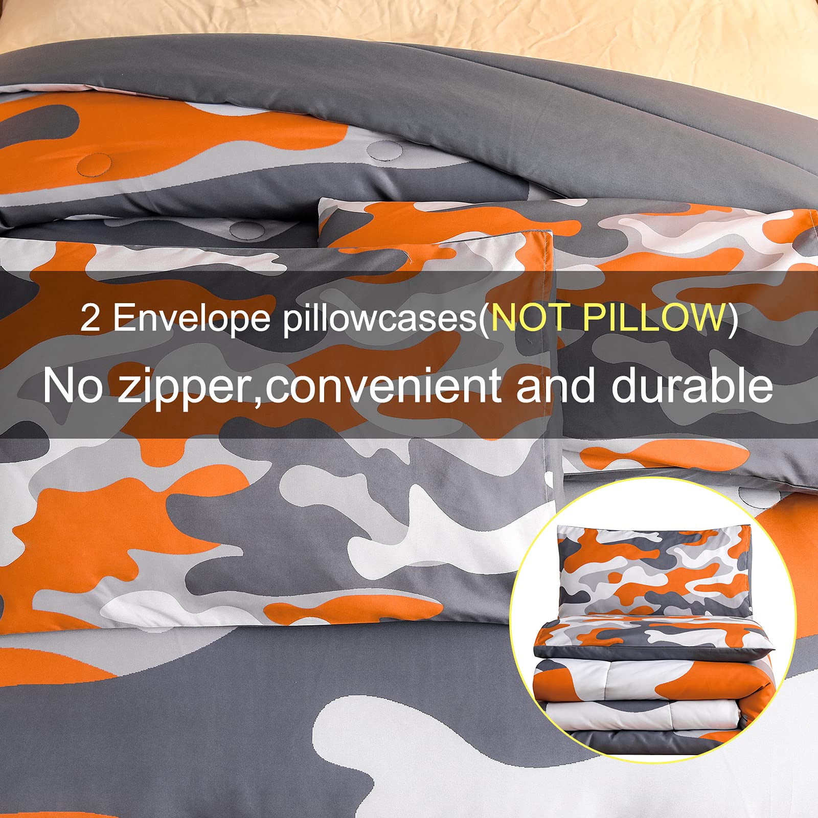 Meeting Story Kids Camo Bedding Set, Army Camouflage Bedding Twin Comforter Set For Boys Girls Teens Bedroom Decoration, 3Pcs (O