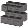 Nestl Cube Storage Organizer - Foldable 12-Cube Fabric Bins With Handles - 11-Inch Grey Closet Baskets for Bedroom, Playroom and