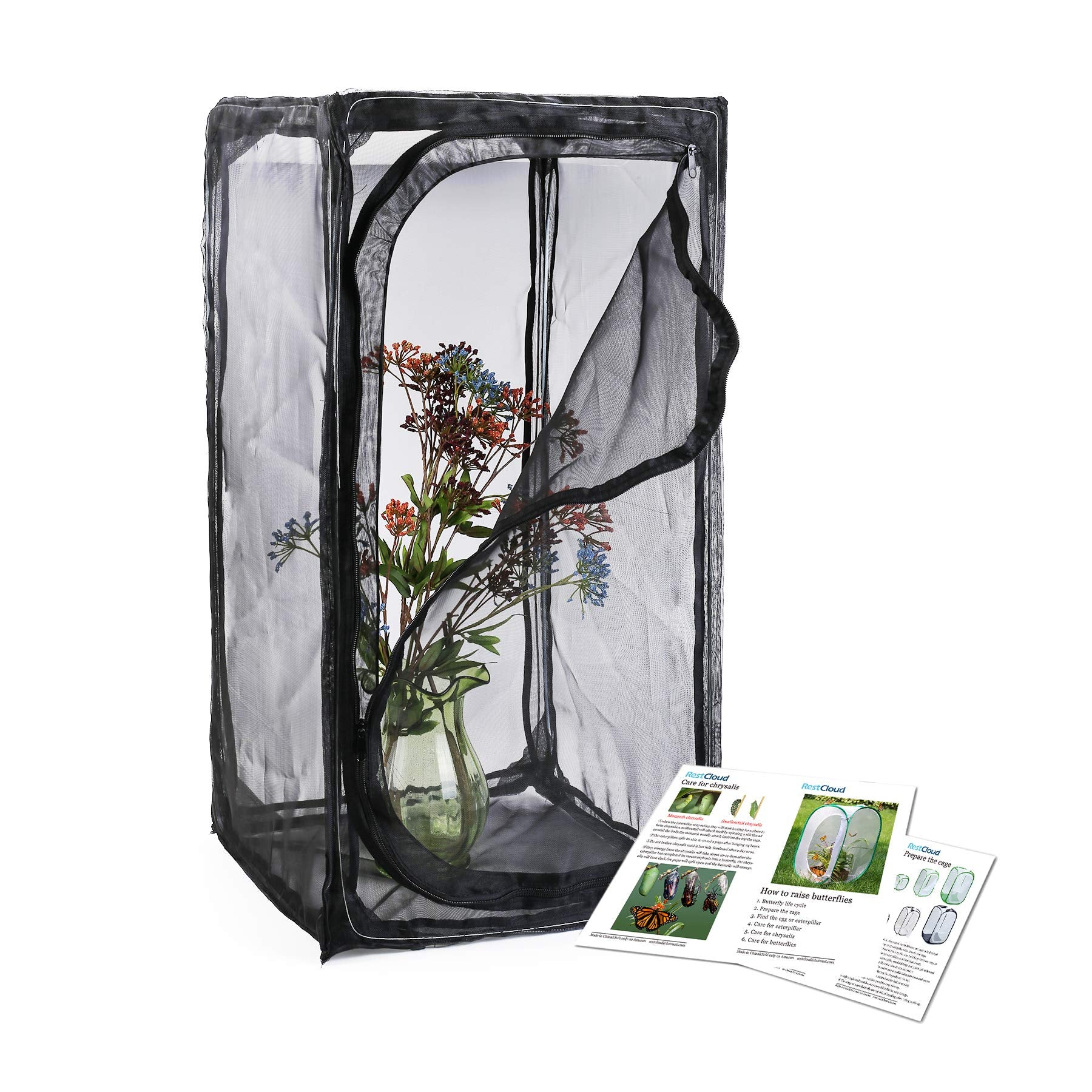 30' Heavy Duty Monarch Butterfly Habitat, Outdoor Collapsible Insect Mesh Cage Terrarium Pop-Up With Zipper Protection And Unzi