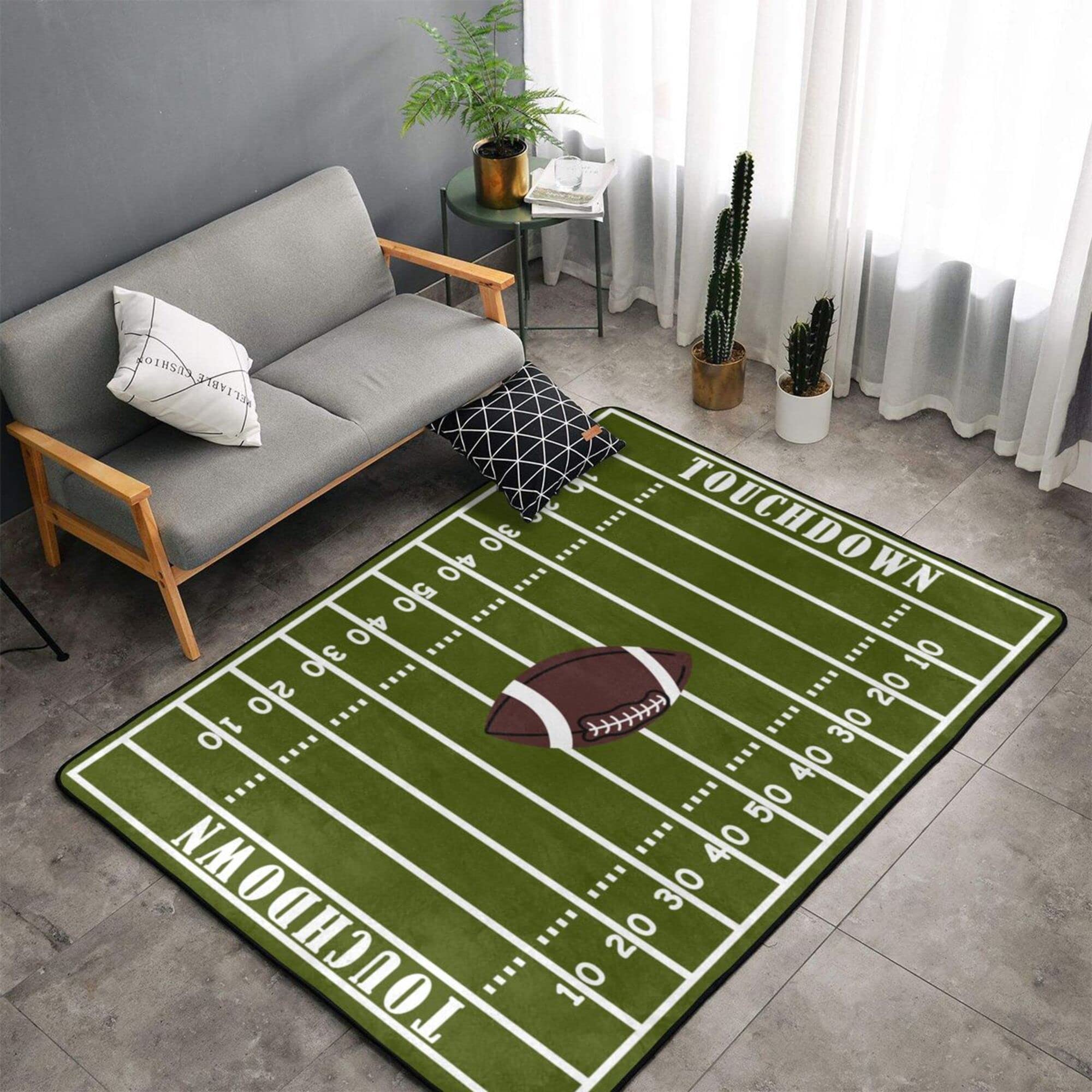 Sports AreaRug Retro American Football Field and Rugby Floor Mat Non-Slip Doormat Living Dining Dorm Room Bedroom Decor Carpet 3