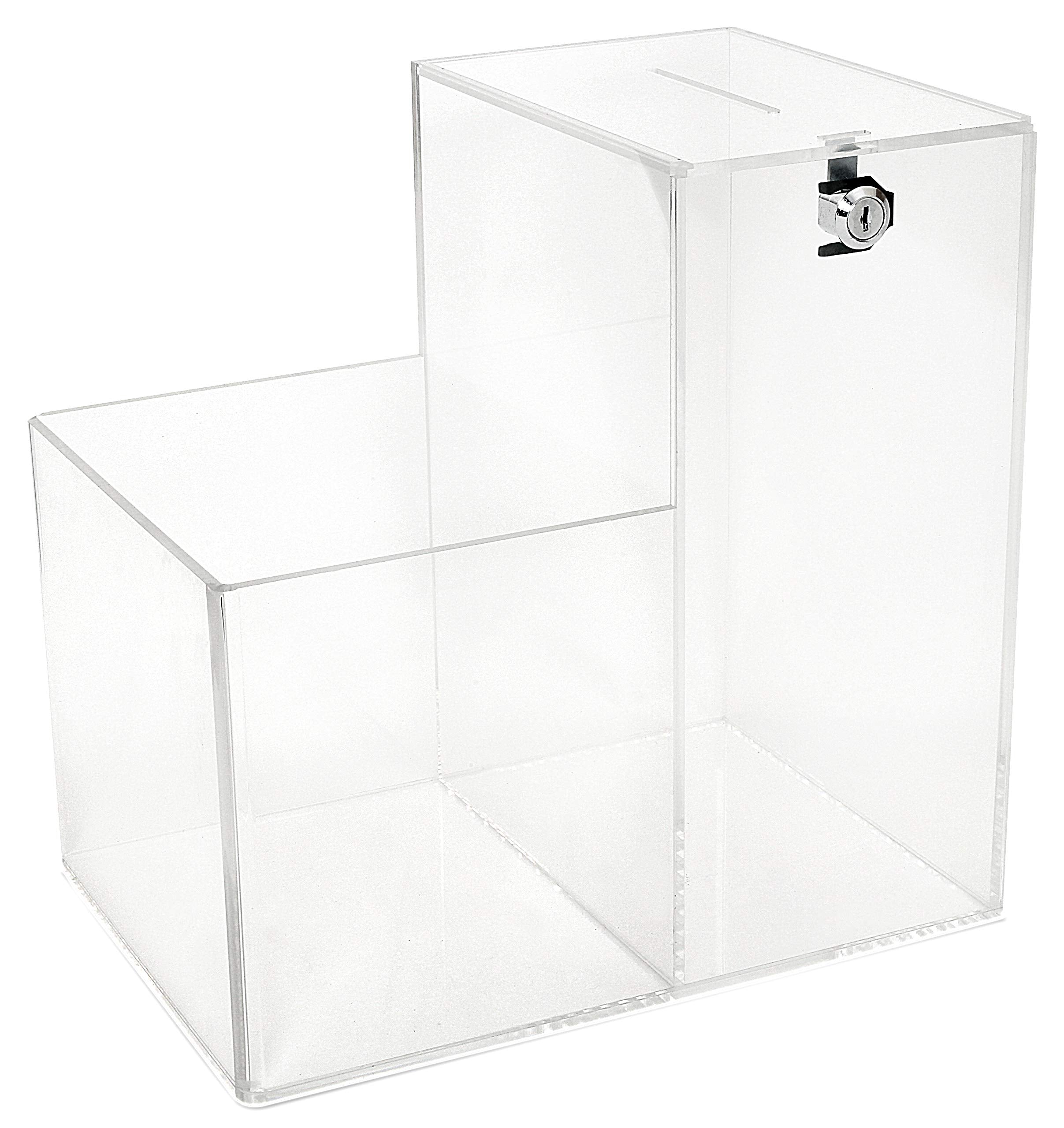 Deluxe Charity Donation Collection Box For Fundraising Campaigns - With Two Compartments For Give Money Locked And Take A Prize