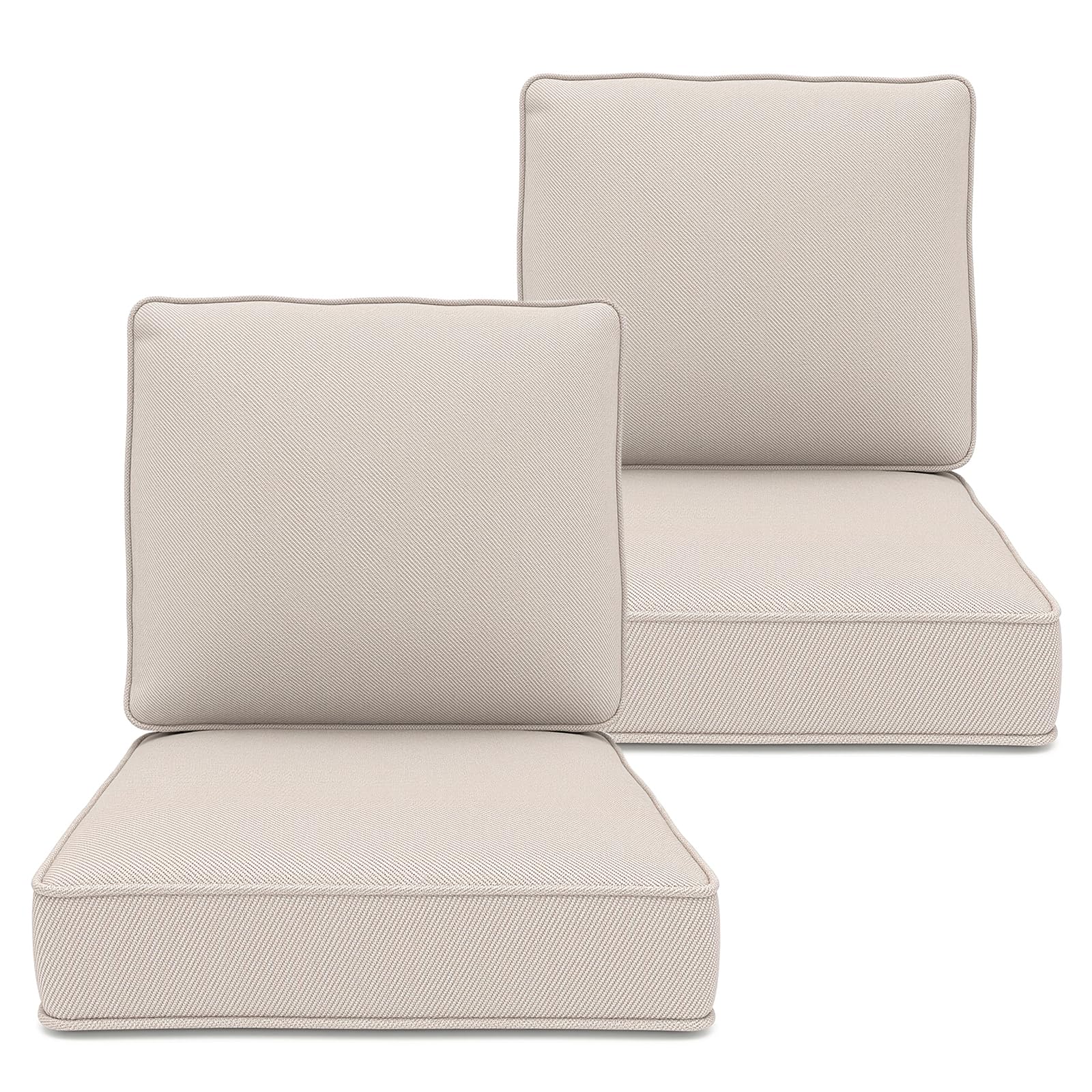 Feishominoo Outdoor Chair Cushions Set Of 2, 24' X 23' Deep Seat Patio Cushions Waterproof With Removable Covers, Outdoor Furn