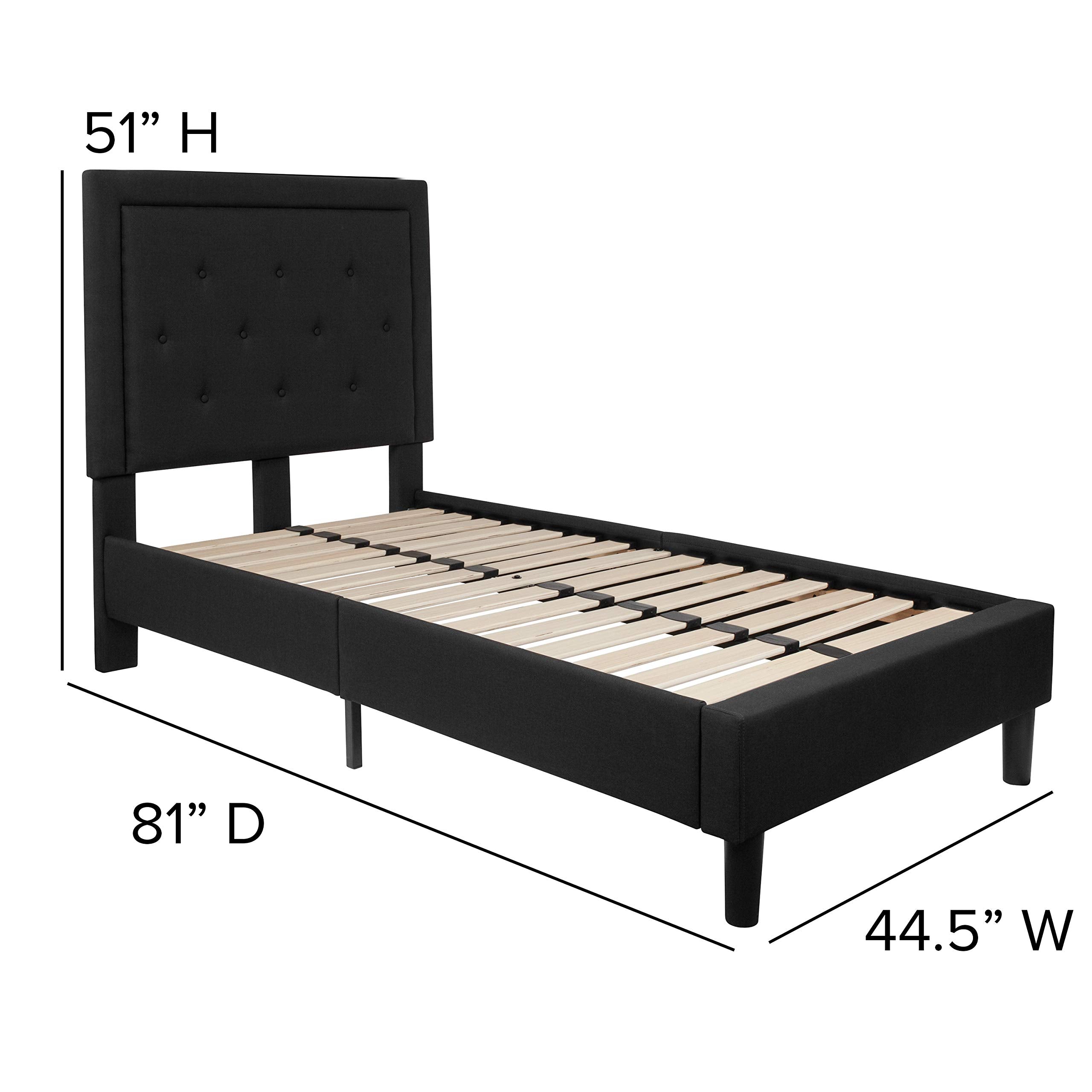 Flash Furniture Roxbury Twin Size Tufted Upholstered Platform Bed In Black Fabric